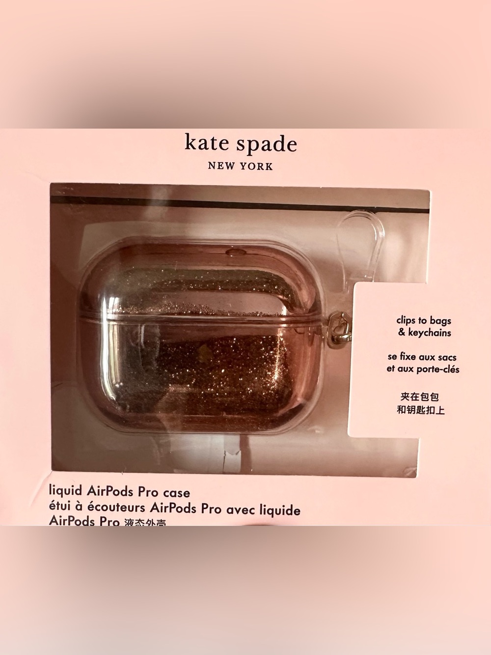 kate spade Rose Gold Glitter Liquid AirPods Pro Case